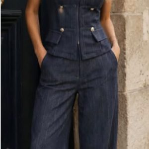 Conjunto de Dos Piezas Mujer: Chaleco Entallado y Pantalón Palazzo de Tiro Alto